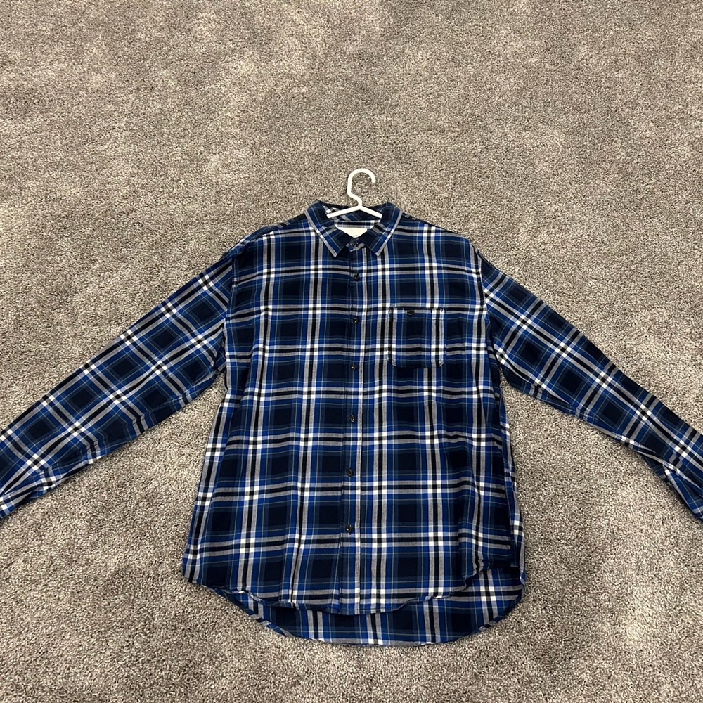 Blue Plaid Button-Up Shirt
